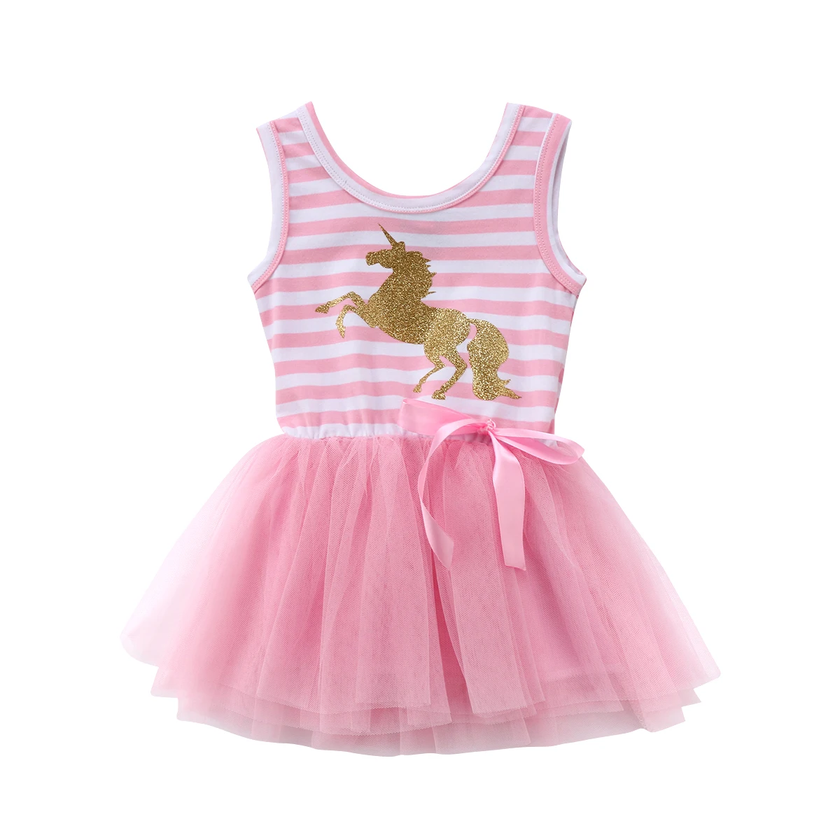 

Unicorn Baby Girls Princess Dresses Striped Sleeveless Party Wedding Tutu Tulle Dresses Baby Clothes