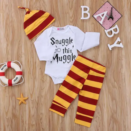 2018 new Baby Girls Boys Infant Potter Outfit Clothes Romper Jumpsuit Leggings Pants Set