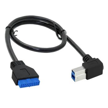 

Standard USB 3.0 B Type 90 Degree Left Angled Male to 3.0 Motherboard 19pin Header Cable 50cm