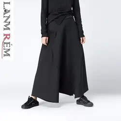 LANMREM 2019 Весна черный Свободный Хип-хоп кросс-брюки личность повседневные Большие размеры нерегулярные шаровары Женская мода YA632