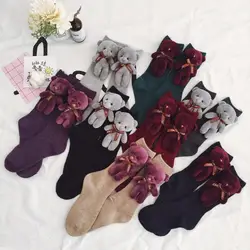 Носки из шерсти с рисунком медведя из мультфильма, женские теплые толстые носки 2019, оптовая цена, 7 цветов