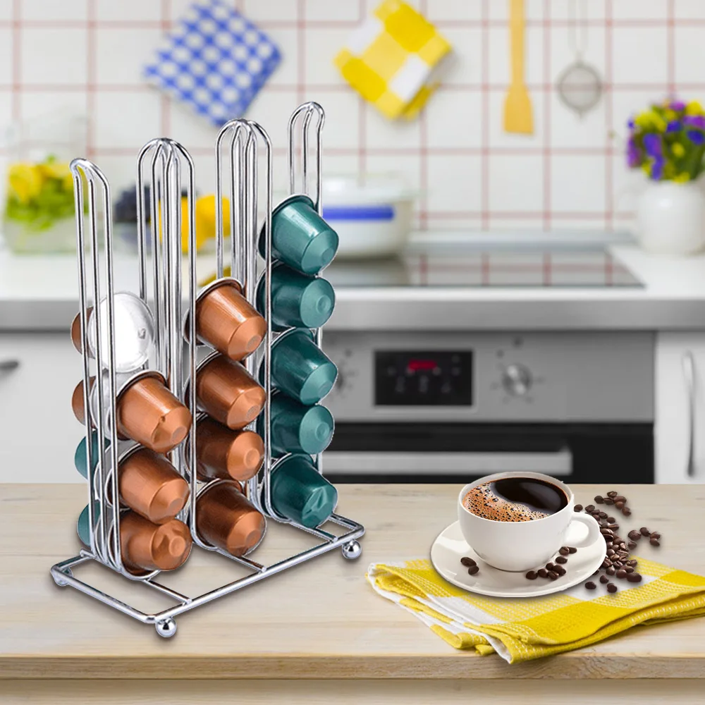 Hot Rotating Coffee Capsule Rack Cafe Storage Holder Iron Plating Coffee Capsules Shelves