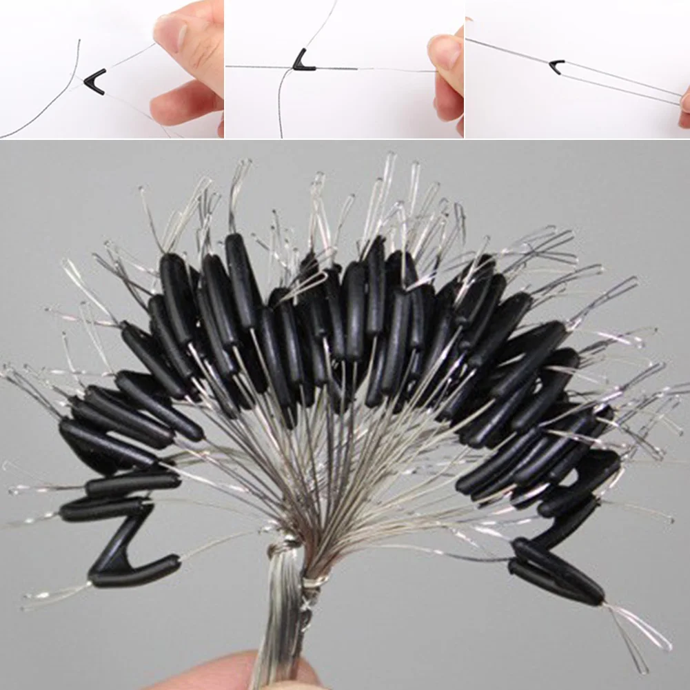 

50pcs/lot Double Hooks Contactor Device Fishing Line Space Bifurcation Eight Type Space Bean Line Swivel Tying Tool