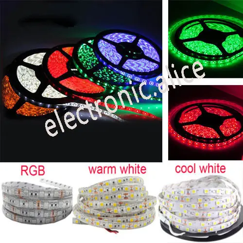 DC12V Светодиодная лента 5050 1-5 м SMD RGB белая Водонепроницаемая 300 гибкая 3 полоса