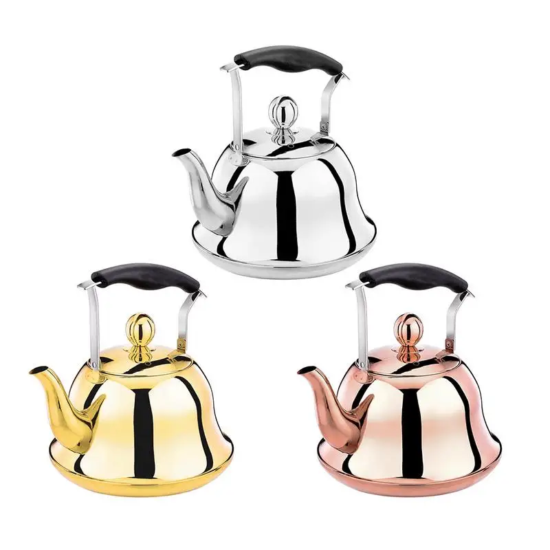 

2L 304 Stainless Steel Teapot Rose Gold Tea Coffee Kettle Whistling Kettle with Infuser Loose Leaf for Stove Induction Copper