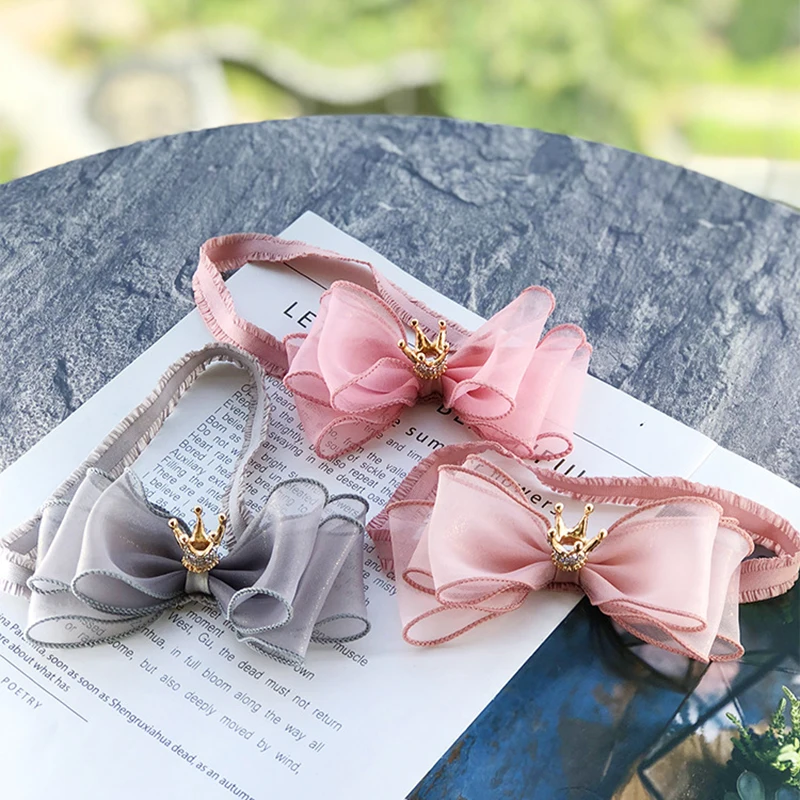Crown Kids Lace 1PC Elastic Adjustable Bowknot 17 Colors Princess Children Headband Crystal Unique Seaside Beautiful Girls