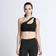 Женский полый спортивный бюстгальтер с подкладкой на одно плечо, открытое нижнее белье, Фитнес Топ на бретелях, женские спортивные майки, нижнее белье