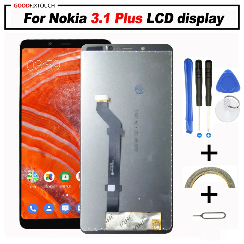Качество AAA 6 0 &quotдля Nokia 3 1 plus ЖК экран с кодирующий преобразователь сенсорного