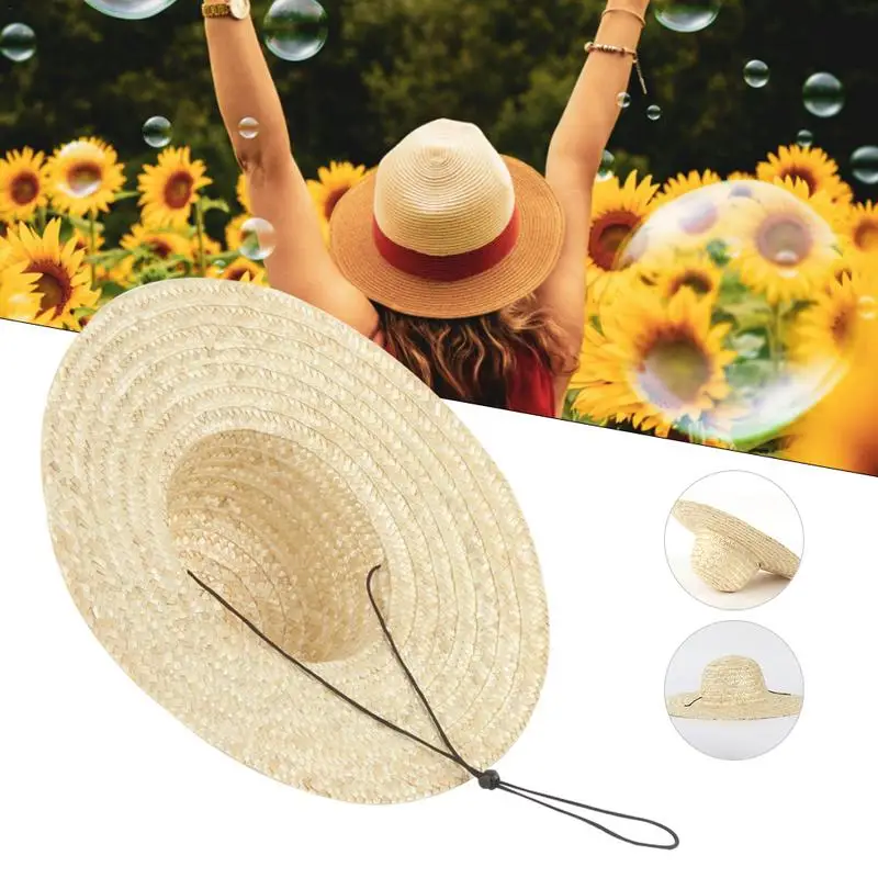 

Outdoor Straw Sun Visor Hat Handmade Wheat Weaving Pastoral Style Straw Solid Farmer Hat