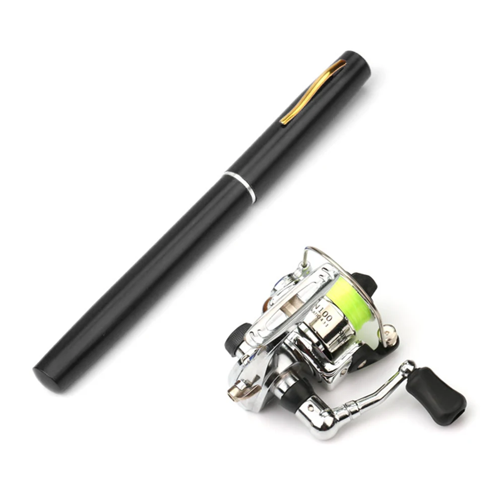 1M / 1.4M Mini Pocket Pen Shape Aluminum Alloy Fishing Rod Portable  Baitcasting Rods Pole + Fishing Reel Set Combos Pesca