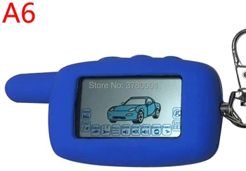 

A6 LCD Remote Control Key Fob Keychain + Blue A6 Silicone Case For Vehicle Security Two Way Car Alarm StarLine A6 Keychain