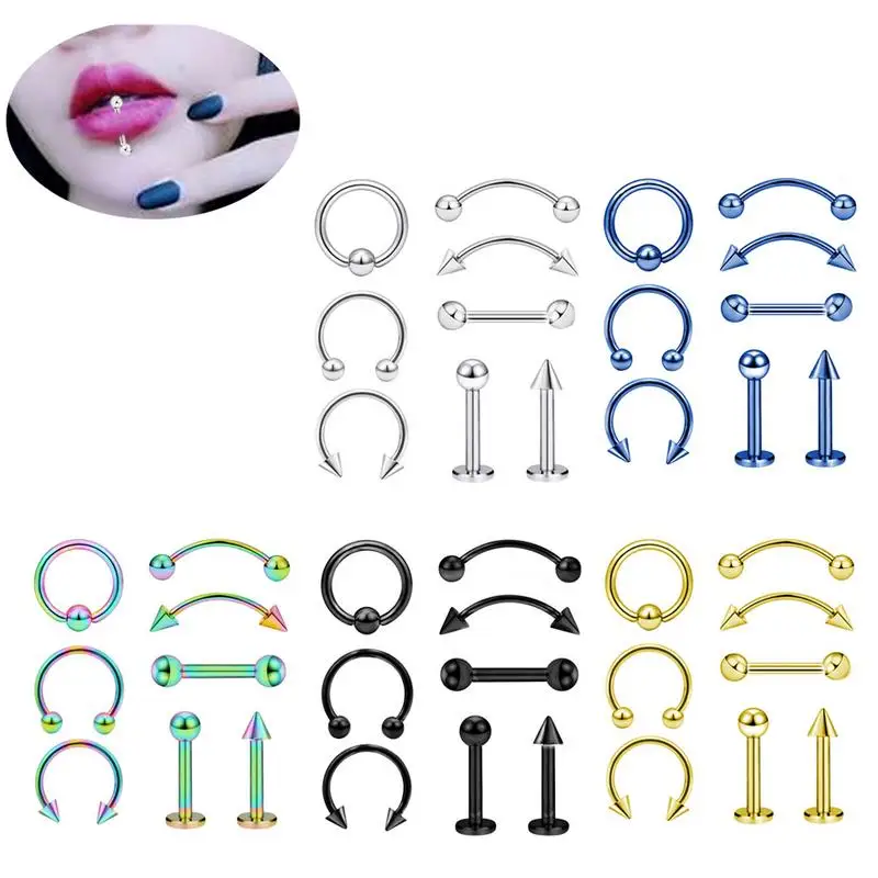 

Eye Studs Nasal Ring Jewelry 8 Pack Mix Set Tattoo Piercing Mix Set Stainless Steel Lip Nail Employee Benefits Housewarming New