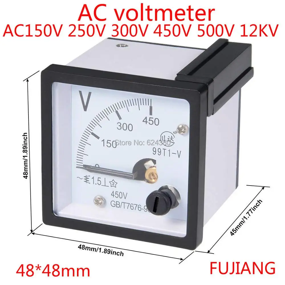 Pointer AC Voltmeter 99T1 250V 300V 450V 500V 150V 12KV Analog Panel