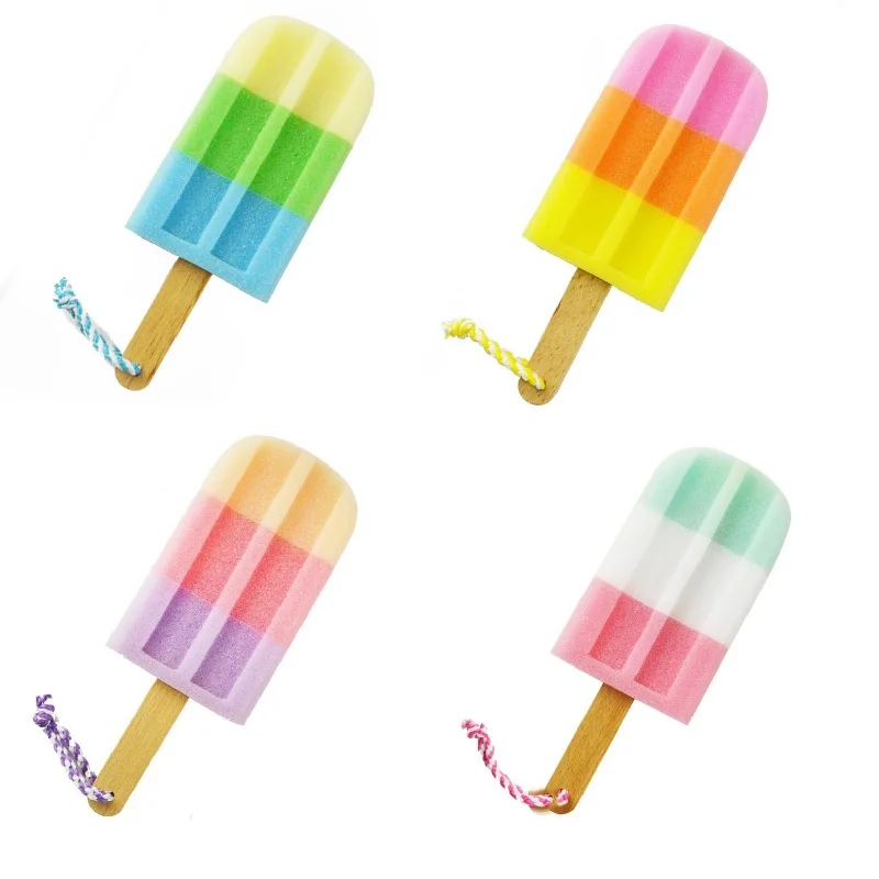 Радуга ванны щетка мороженое Shaped палка для мытья тела кисти спонж мягкие душевая