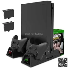 Для Xbox ONE/One S/One X вертикальная подставка для зарядки охлаждающий вентилятор с 2 батареями 600 мАч держатели для CD дисков 3 в 1