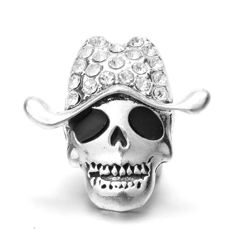 4 Styles Skull Snap Jewelry Rhinestone Vintage Head Metal 18mm Snap Buttons for DIY 18mm Snap