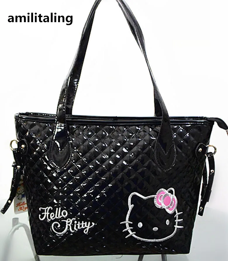

New Hello kitty Bright Black Handbag Shoulder Bag Purse CC-18B