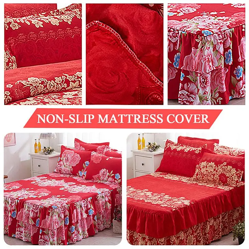 Платье кровать с красивым цветком и принтом Love Eternal Red наволочка 180*200 см 150*200