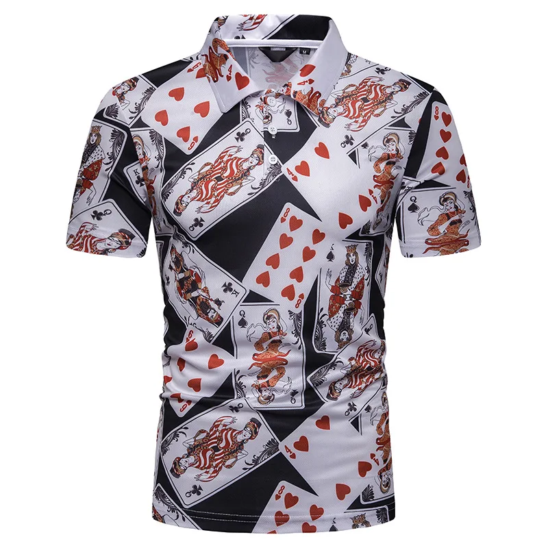 2019 Free Shipping New Arrival Summer Men's Poker Prints Short Sleeve ...