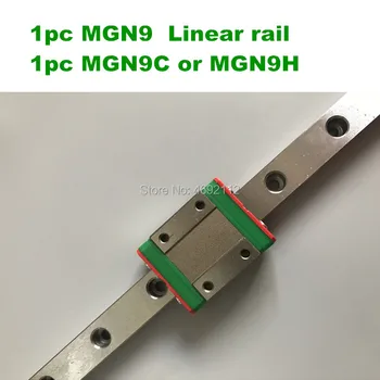 

1pc 9mm Linear Guide MGN9 100 200 300 350 400 450 500 550 600 mm linear rail way + MGN9C or MGN9H Long linear carriage