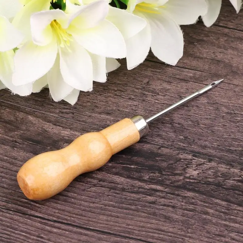 

Wooden Handle Sewing Tools Awl Hand Stitcher Leather Canvas Shoe Repair Tool Punch Sewing Needle Hook 1pc 2pcs 5pcs