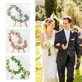 

Wedding Decoration Artificial Green Eucalyptus Vine Leaves Encryption Eucalyptus Rattan Fake Plant Ivy Flower Leaf Circle