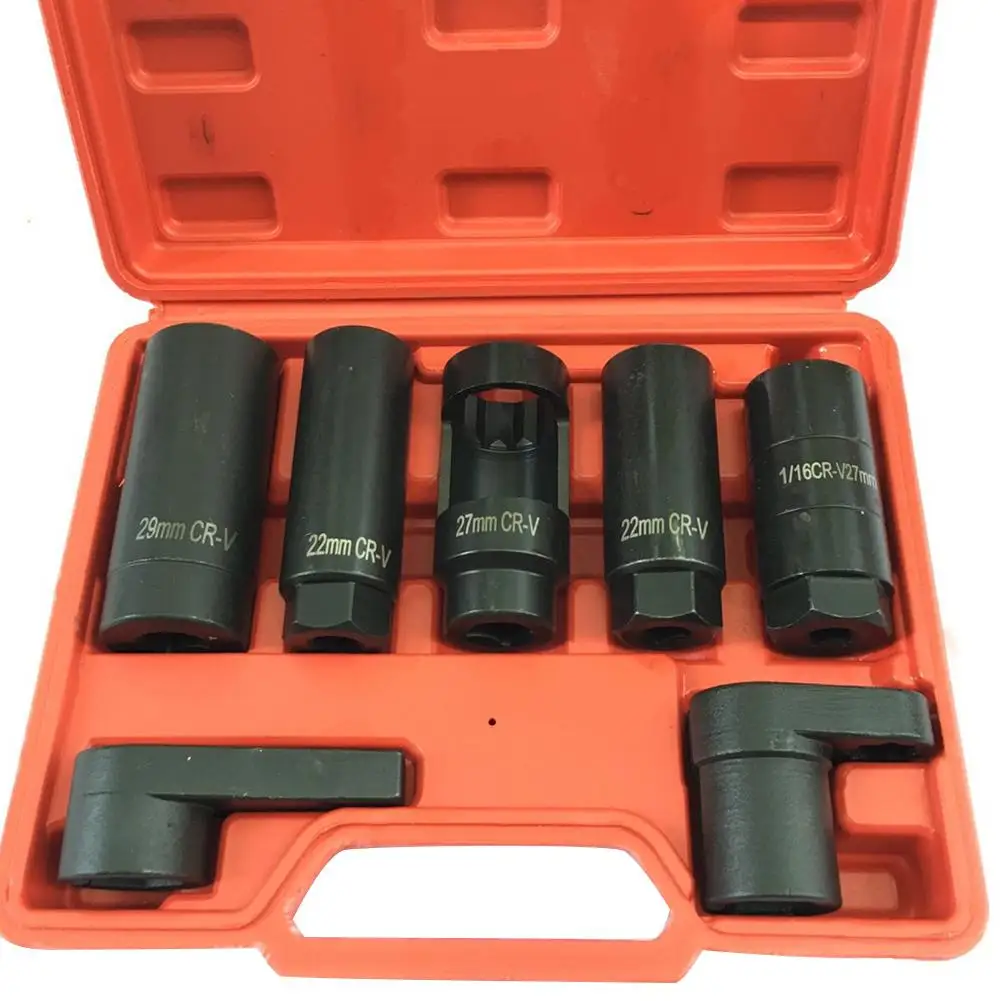 

7pcs Oxygen Vacuum Lambda Sensor Remove Socket Set Wrench Kit Thread Chasers Spark Plug Car Tools 22MM/27MM/29MM