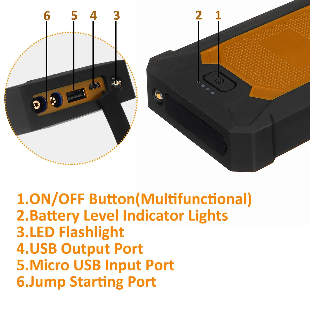 Multifunction Car Jump Starter 88800mAh 5V 600A 4 USB LED Portable Slim Emergency Power Bank Battery IP66 Waterproof Dustproof
