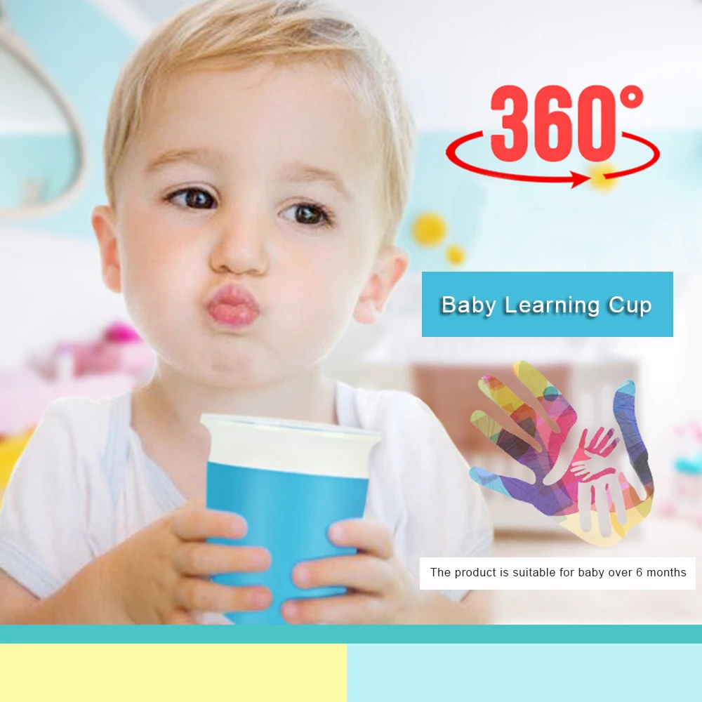 360 градусов можно вращать ребенок учится питьевой чашка с двойной ручкой флип-крышкой герметичные Младенцы воды чашка для бутылок