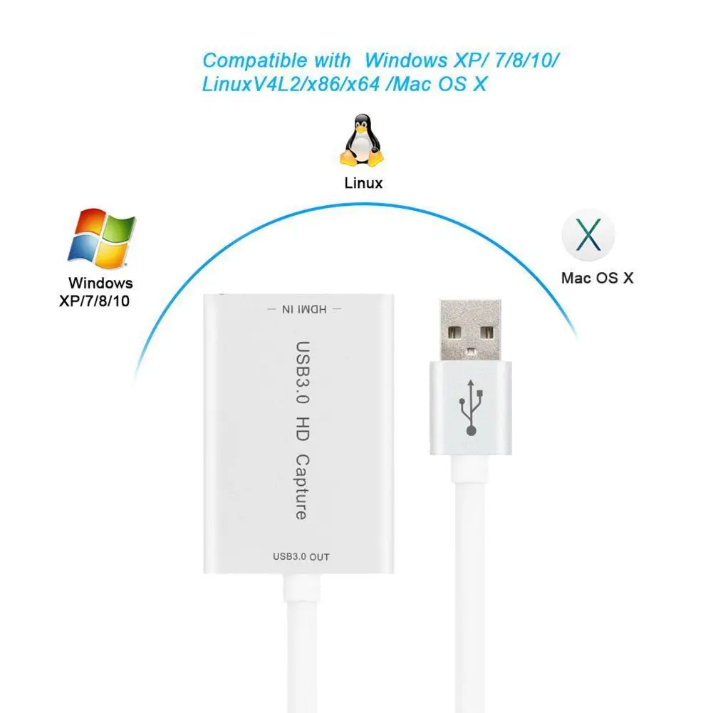 HDMI к USB 3,0 устройство захвата карты Dongle 1080P видео и аудио адаптер Win Mac US