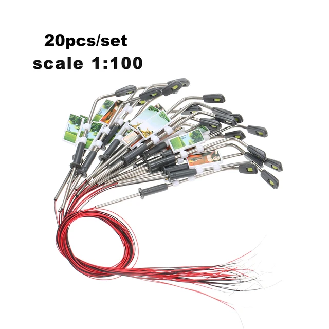 20pcs White Model Street Lights Layout Lamppost Train Garden Playground Scenery Led Lamp Lighting 1:100 Scale 110mm 4