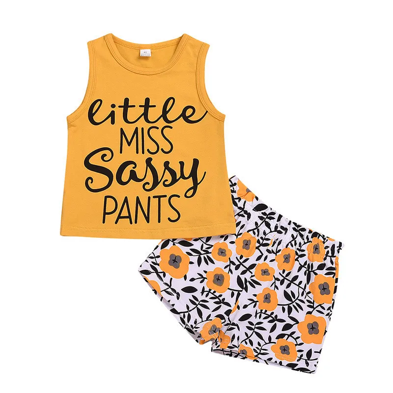 Toddler Summer Clothes Baby Girls Outfits Letter Print T-Shirt Top+Floral Bow Skirt 2PC Clothes Kids Baby Girl Clothes Drop Ship