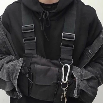 

Hot Hip Hop Chest Bag for Men Oxford Waterproof Fashion Streetwear Functional Package Tactical Harness Chest Rig Bag Kanye West