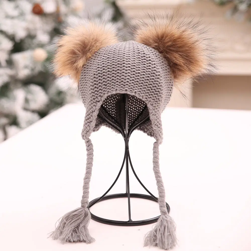 

Newborn Infant Baby Girl Boy Hat Kid Warm Knit Beanie Hat Fur Pom Pom Beret Crochet Hemming Casual Caps