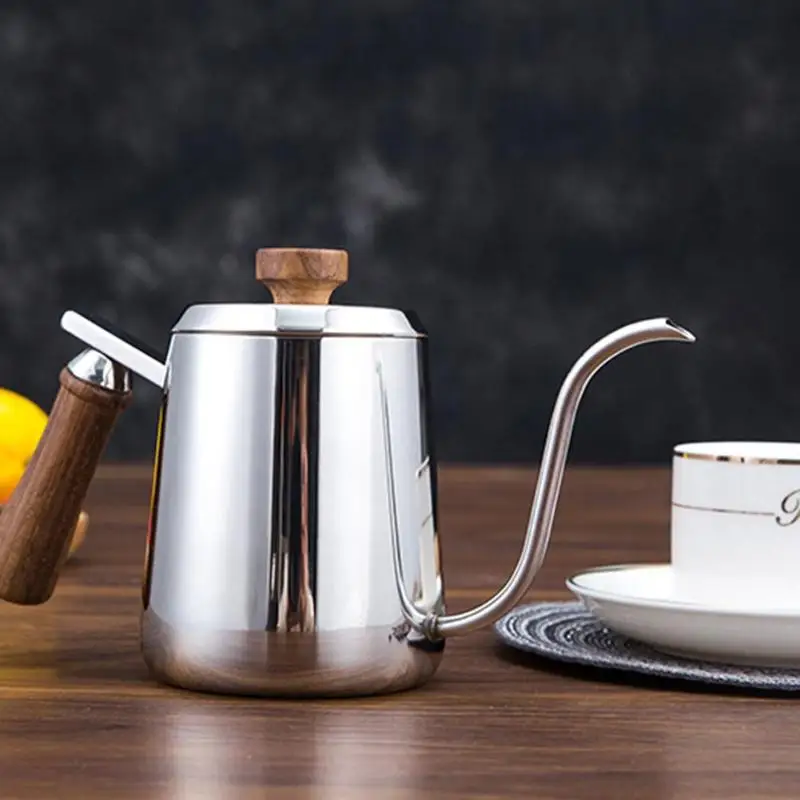 350/600ML Coffee Pot Stainless Steel Gooseneck Long Narrow Spout Wooden Handle Coffee Pots Teapot Coffeeware 350/600ML Coffee Pot Stainless Steel Gooseneck Long Narrow Spout Wooden Handle Coffee Pots Teapot Coffeeware