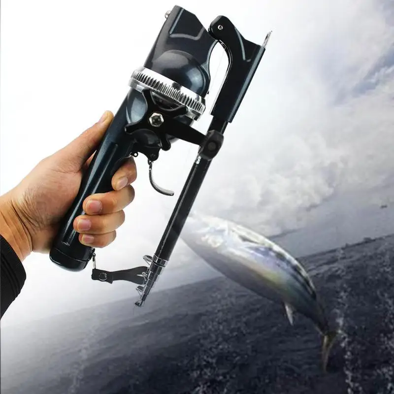 SIKIWIND البسيطة المحمولة المتكاملة الصيد مجموعة للطي تلسكوبي الصيد رود بكرة كومبو مع خط الصيد مجموعة اكسسوارات