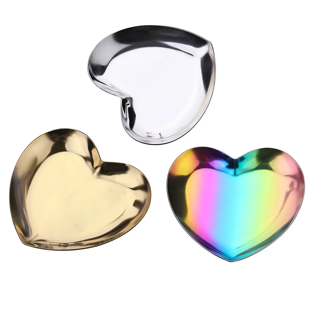 

Dish Arrange Heart Shape Holder Serving Platter Storage Tray Easy Clean Jewelry Organize Party Supplies Stainless Steel Desktop