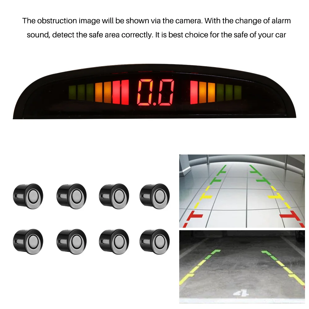 Onever Upgraded Version Car Auto Parking Sensor Kit Reverse Alert Probe