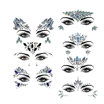 

Diamond Sticker Rhinestone Eyebrow Sticker Face Sticker Colorful Diamond Festival Party Temporary Tattoo Face Sticker For Women