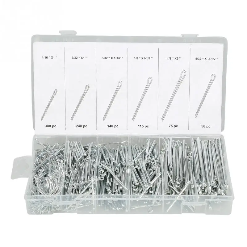 

Hot 1000pcs 6 Kinds Stainless Steel Split Cotter Pins Assortment Fastener Kit Set Tools For Woodworking new hot
