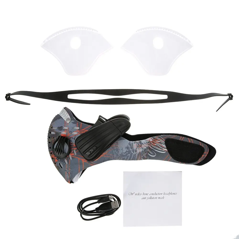 

Wireless Rechargeable Smart BT4.0 Headphone Mask Haze Dust Resistant Music Bone Conduction Headphone Anti-pollution Sports Mask