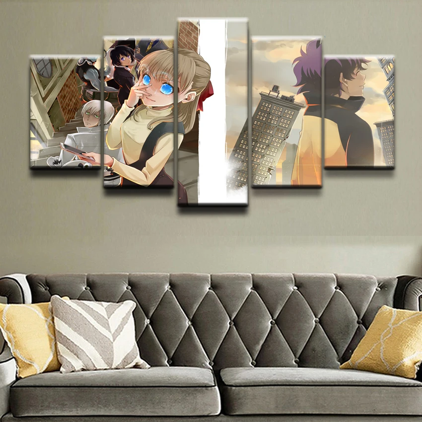 Canvas Wall Art Printed Home Decorative Bedroom Painting 5 Pieces Anime Blood Blockade Battlefront Character Picture Artwork | Дом и сад