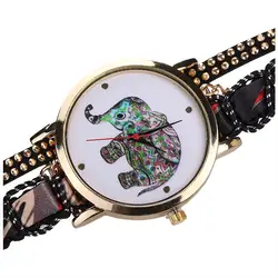 Женские Модные народные наручные часы с заклепками в виде слона