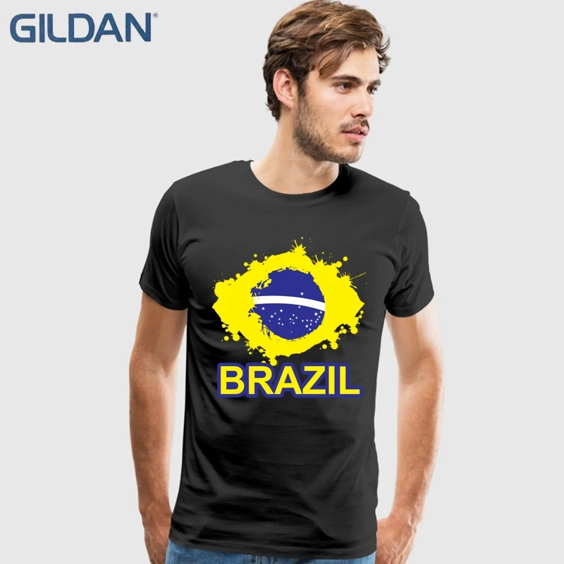 Cool Vintage Brazil Flag T Shirt Men's Short-Sleeve O-Neck Cotton Couple Backing Tshirt | Мужская одежда