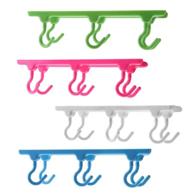 Cheap 6 Hooks Strong Wall Sticky Hanger Clothes Bag Storage Rack Strong Wall Clothing Towel Hanger Hook Kitchen Cabinet Organizer