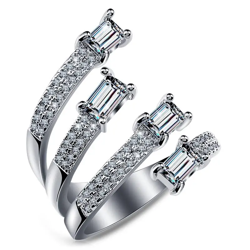 DOTSHE горячий стиль Уникальные женские кольца для женщин высокое качество AAA прозрачный белый кубический цирконий камень роскошные модные Anel Открытое кольцо