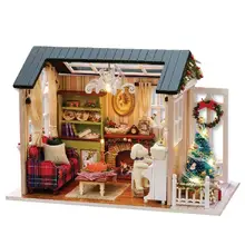 1/24 деревянный миниатюрный набор для кукольного домика DIY рождественская модель дома для гостиной с подсветкой развивающие игрушки подарки для детей и взрослых