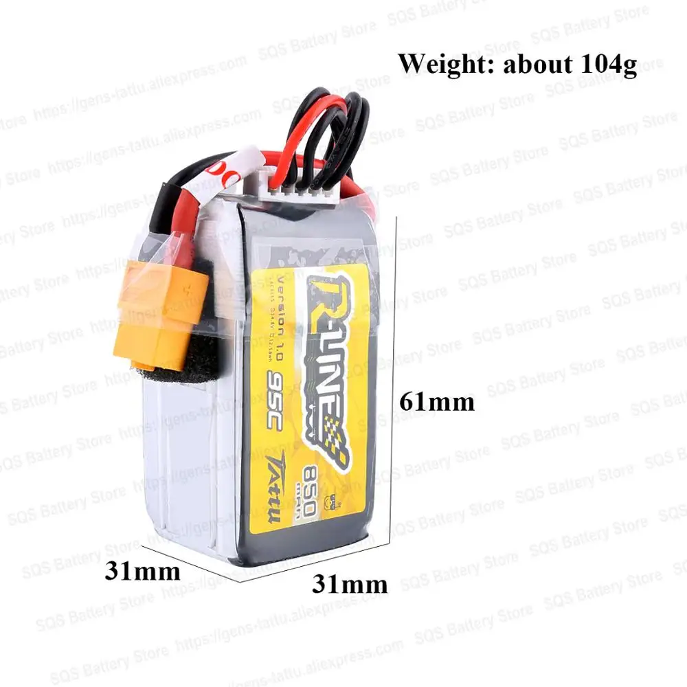 Tattu R Line 850 мАч 4S Lipo батарея 14 8 в 95C XT30 XT60 разъем питания RC для FPV дрона Размер 150