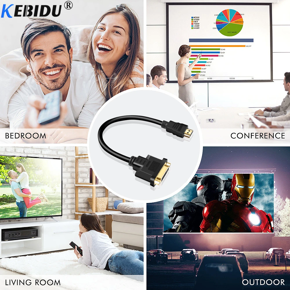 Кабель KEBIDU HDMI DVI адаптер 24 + 5 для HDTV DVD компьютера штекер гнездовой конвертер