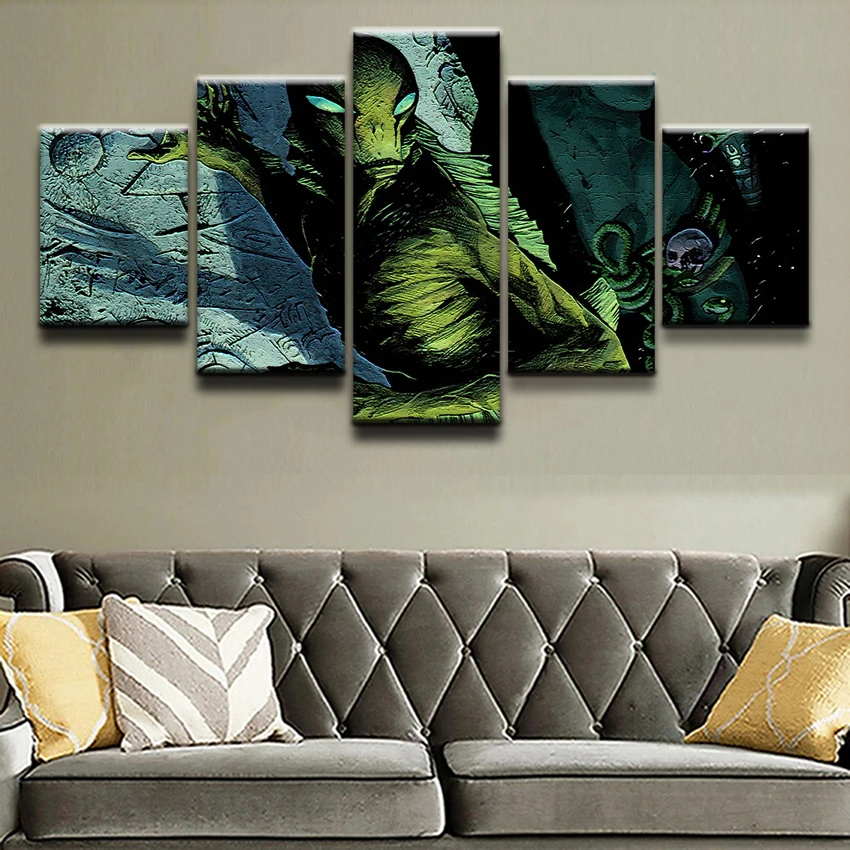 

Modern Artwork Home Decorative Canvas Print Painting 5 Pieces Comics Hellboy Poster Wall Art Modular Pictures For Boys Room